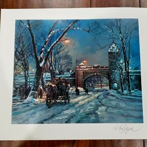 Winter scene, serigraph signed Art